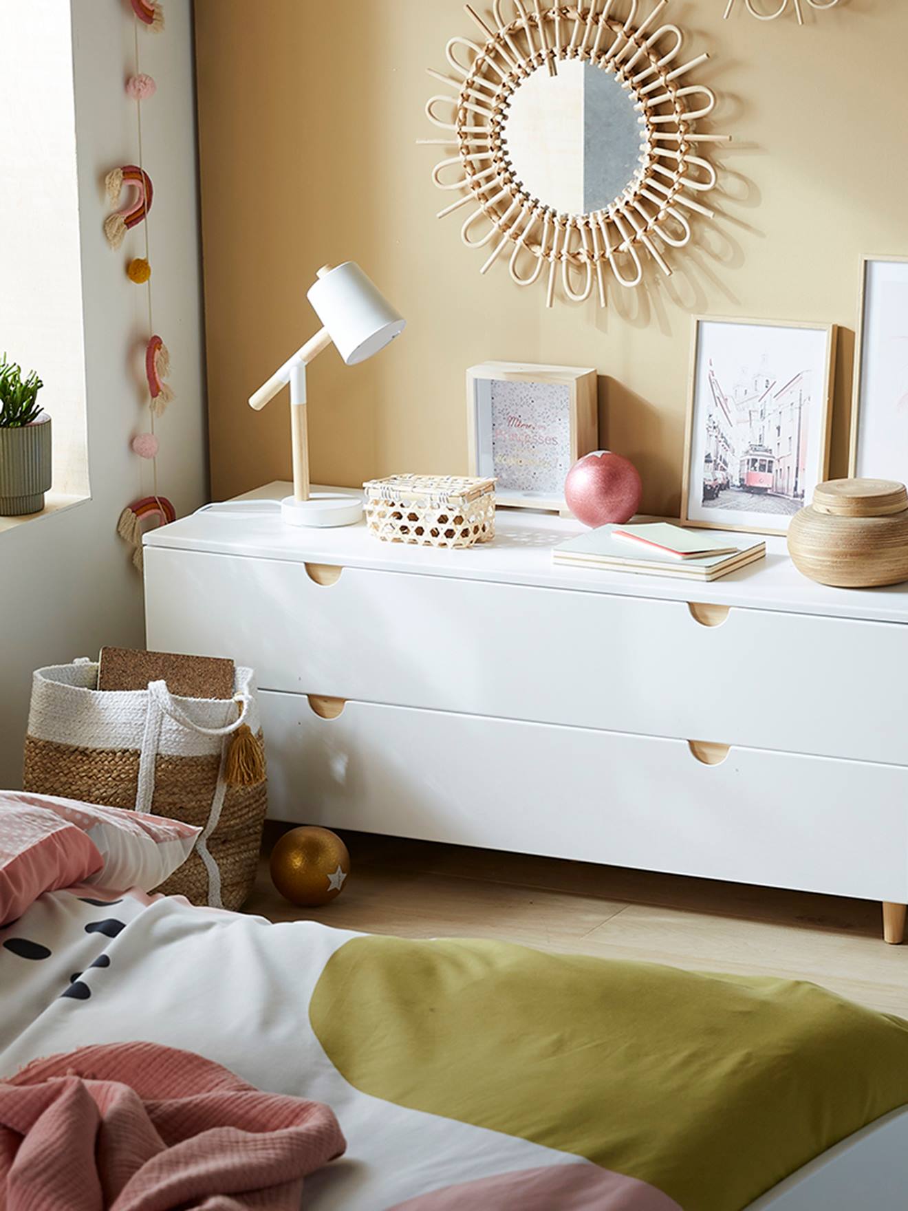Commode 2 tiroirs sous pente LIGNE SMILE blanc