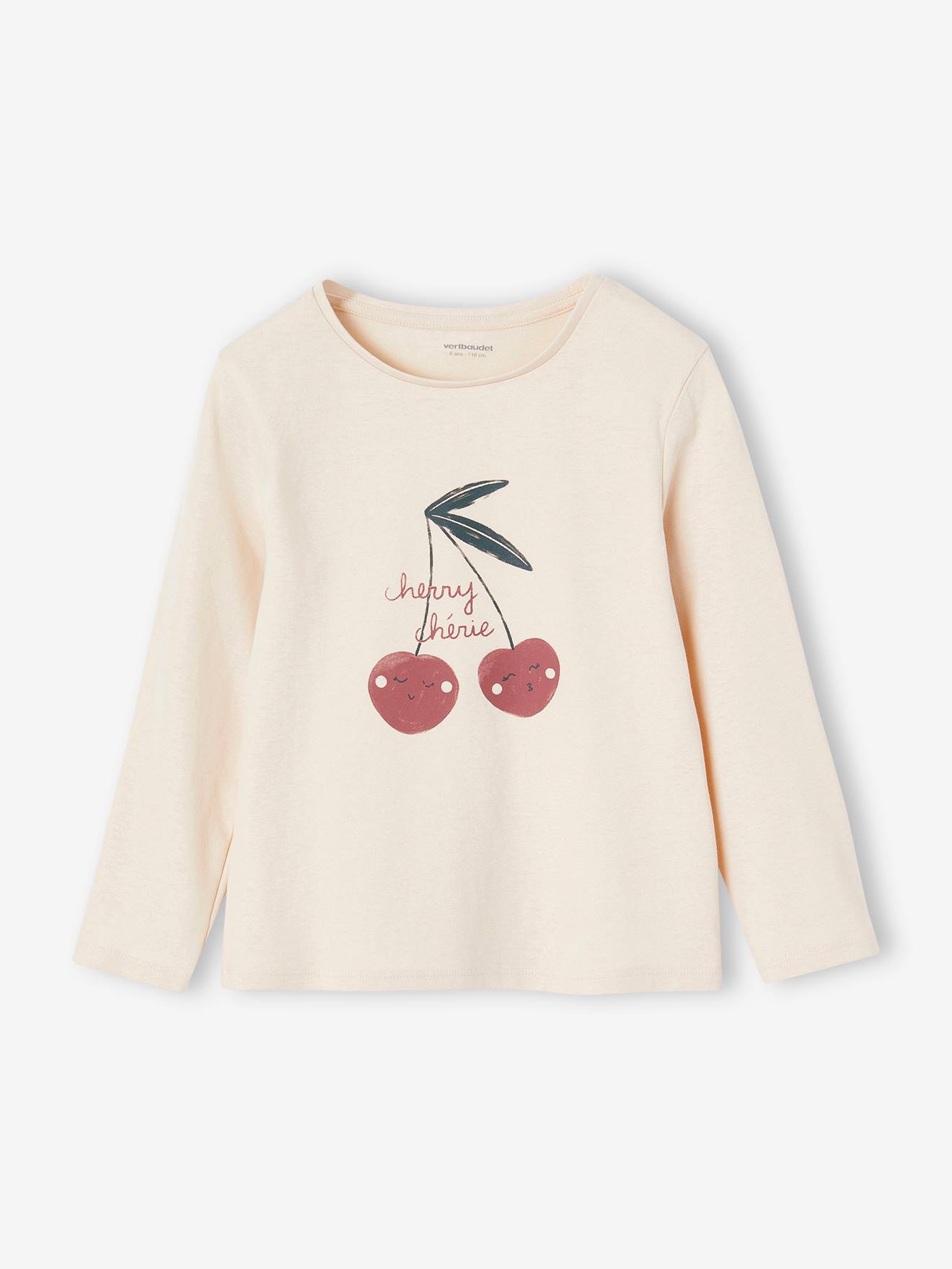 Tee-shirt à message fille beige poudré