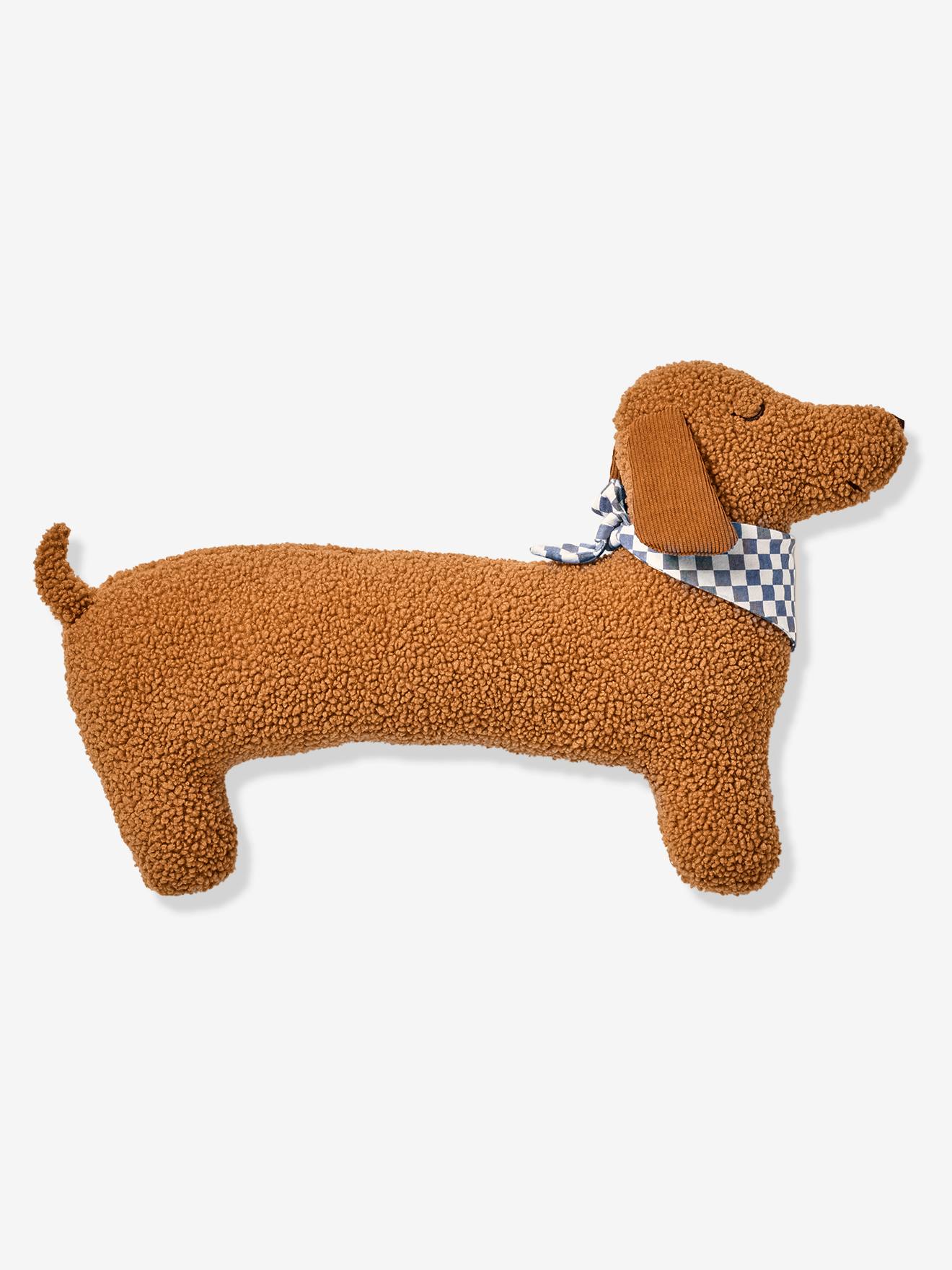 Coussin chien teckel en sherpa ACHILLE marron (Vertbaudet) - Image 1