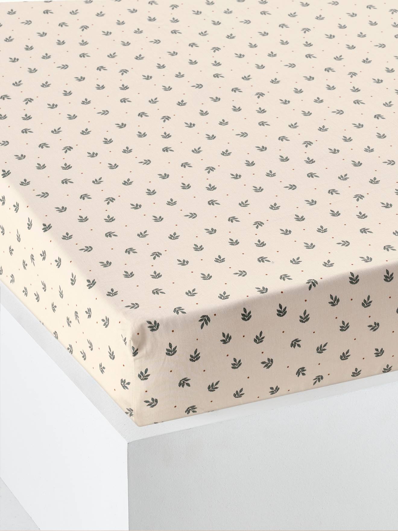 Drap-housse enfant RETRO FLOWERS, avec coton recyclé blanc imprimé
