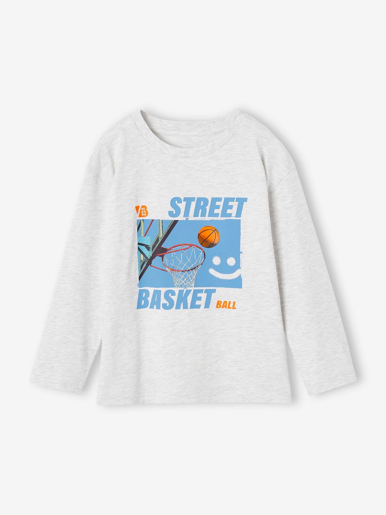 T-shirt sport photoprint garçon blanc chiné