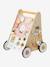 Chariot de marche avec freins en bois FSC® bois+rose+Vert 11 - vertbaudet enfant 