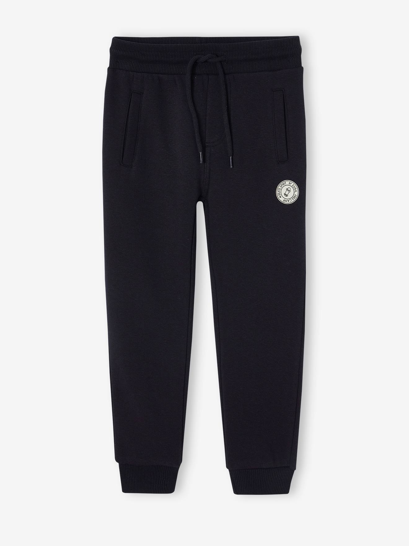 Pantalon jogging garçon en molleton noir