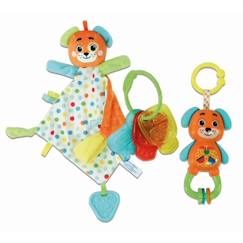 Jouet-Clementoni - Coffret de naissance Ourson - Doudou + hochet + clés en plastique souple à mordiller