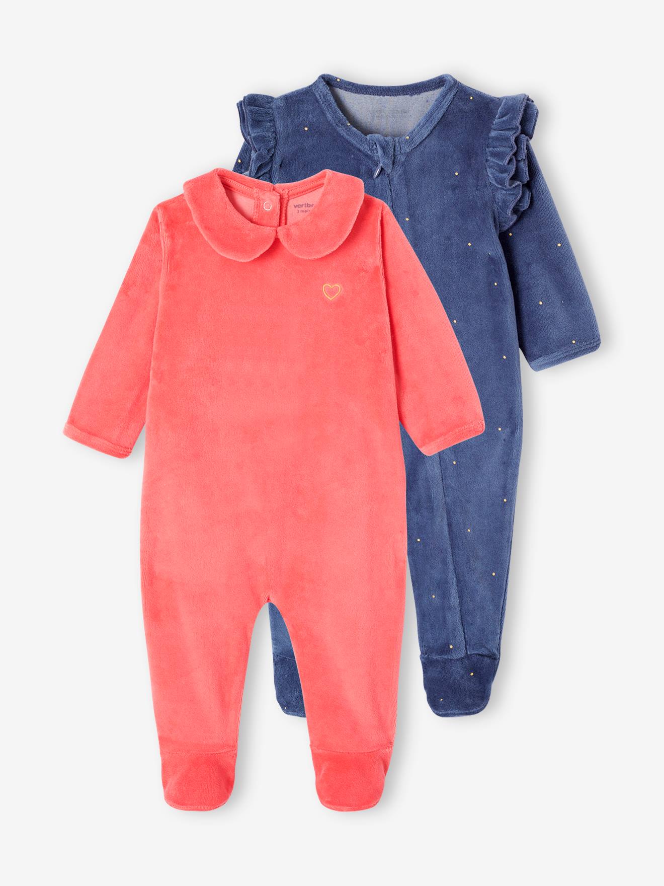 Lot de 2 dors-bien en velours bébé rose