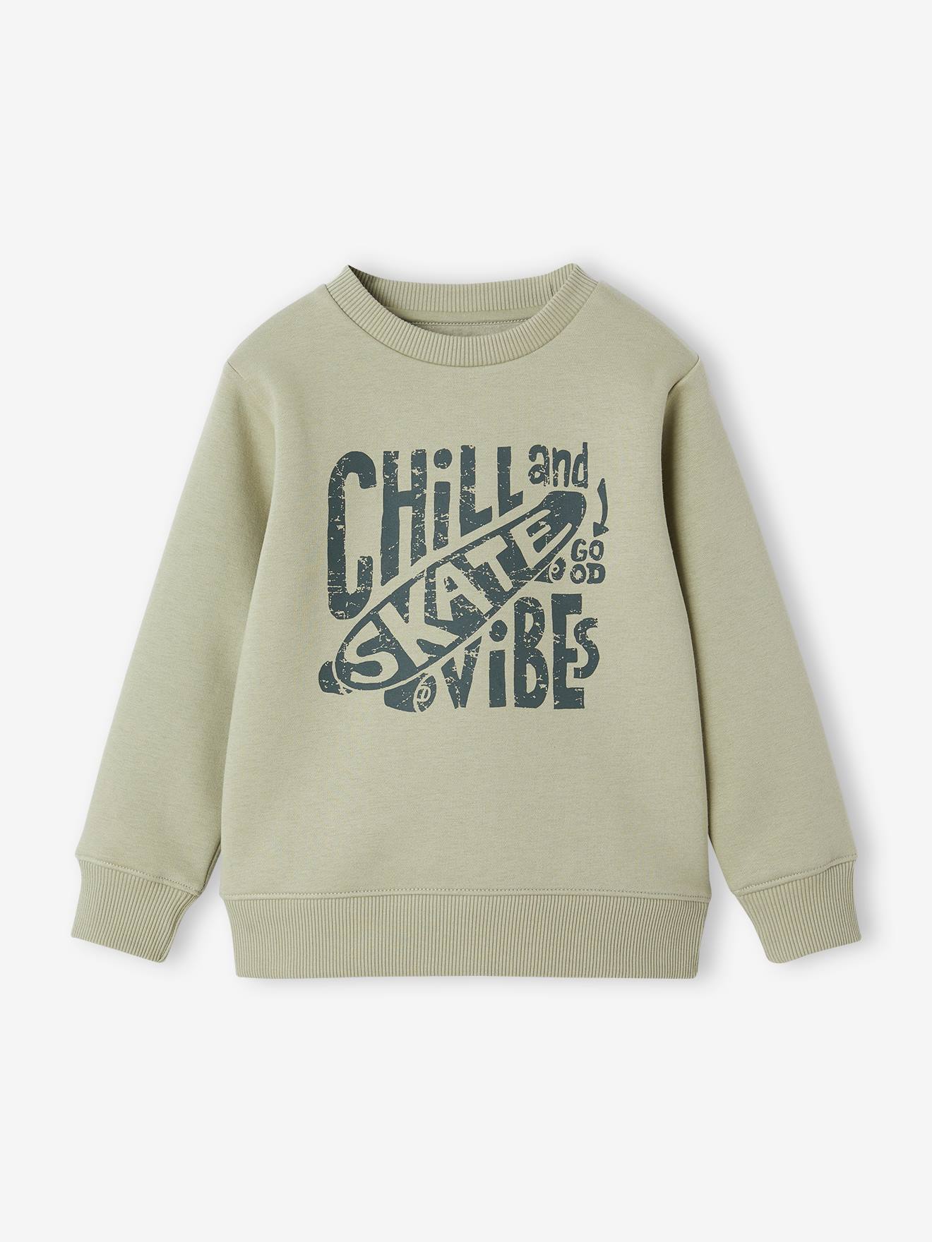 Sweat Basics motif graphique garçon vert sauge