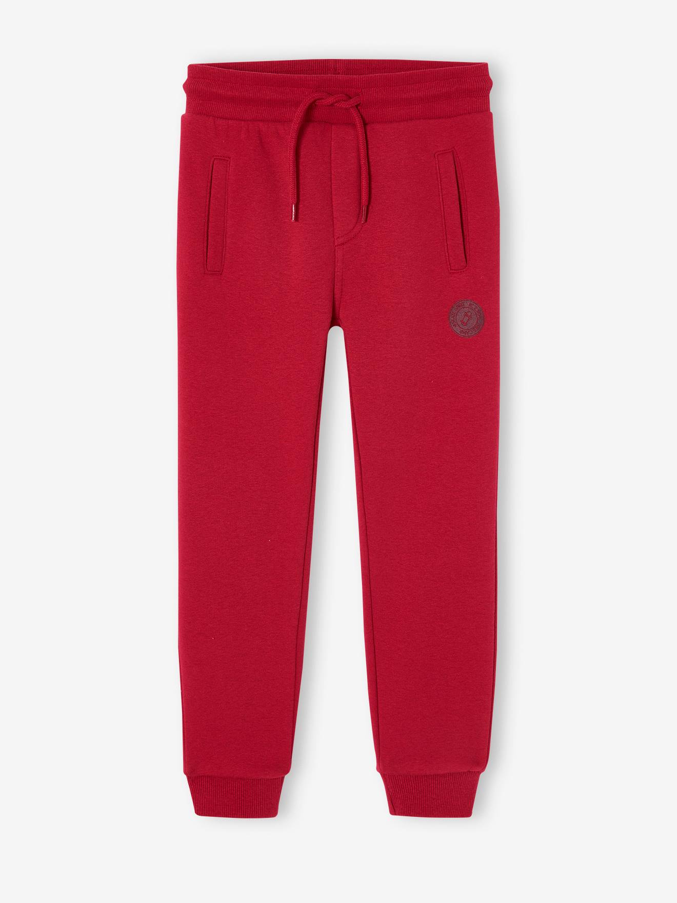 Pantalon jogging garçon en molleton rouge
