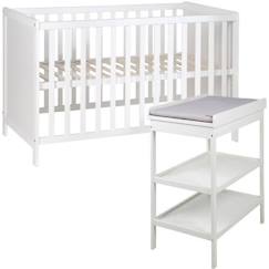 Puériculture-Chambre Bébé ROBA Style - Lit Cododo 60x120 + Table à Langer - Blanc/Gris argenté - Hauteur réglable