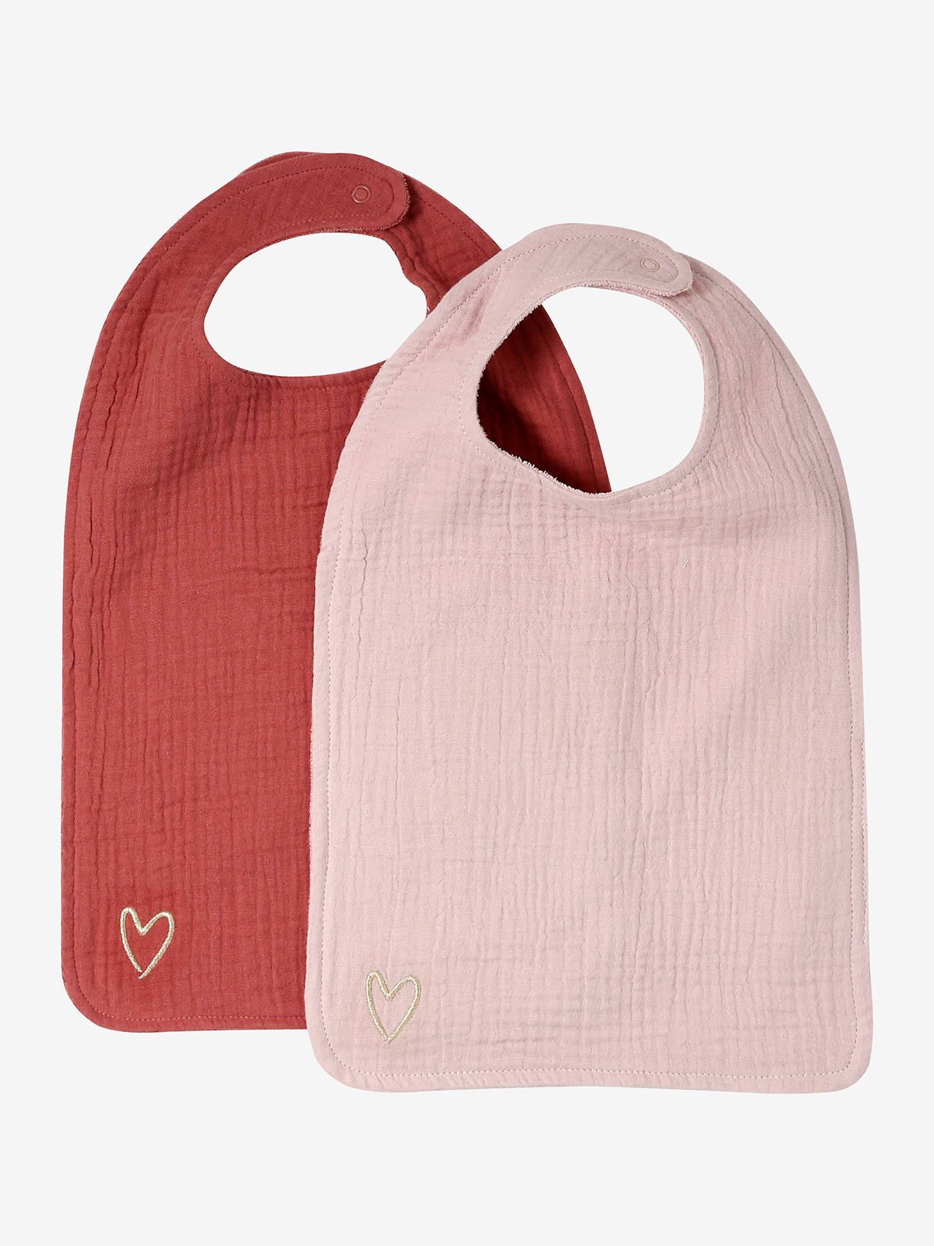 Lot de 2 bavoirs personnalisables en gaze de coton lot rose