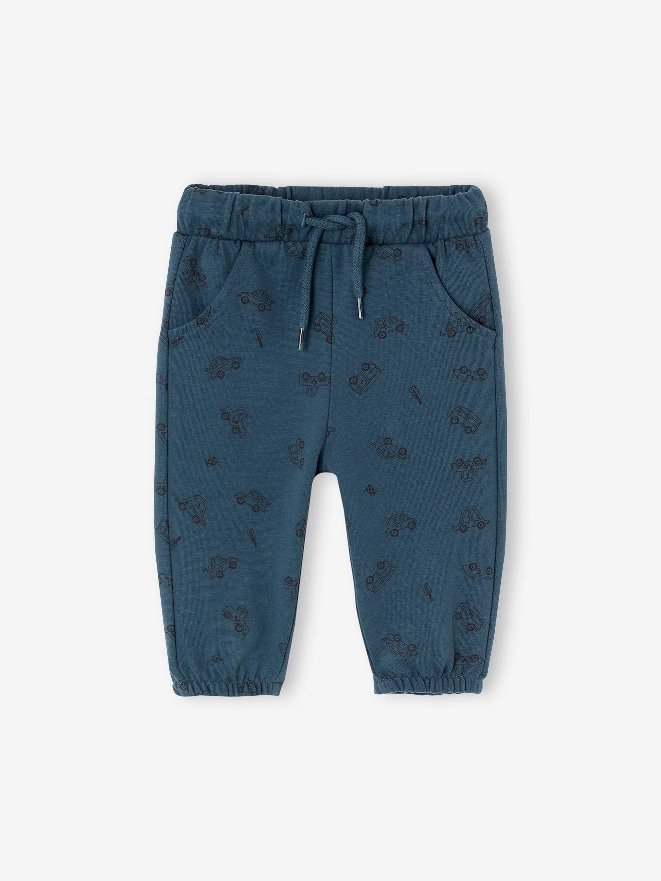 Pantalon imprimé en molleton bébé bleu océan