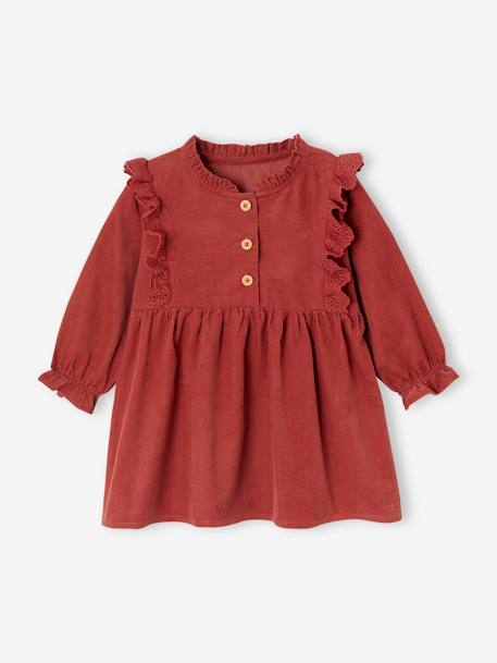 Bébé-Robe bébé velours volants en broderie anglaise 