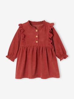 -Robe en velours à volants en broderie anglaise bébé fille