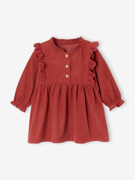 Bébé-Robe en velours à volants en broderie anglaise bébé fille