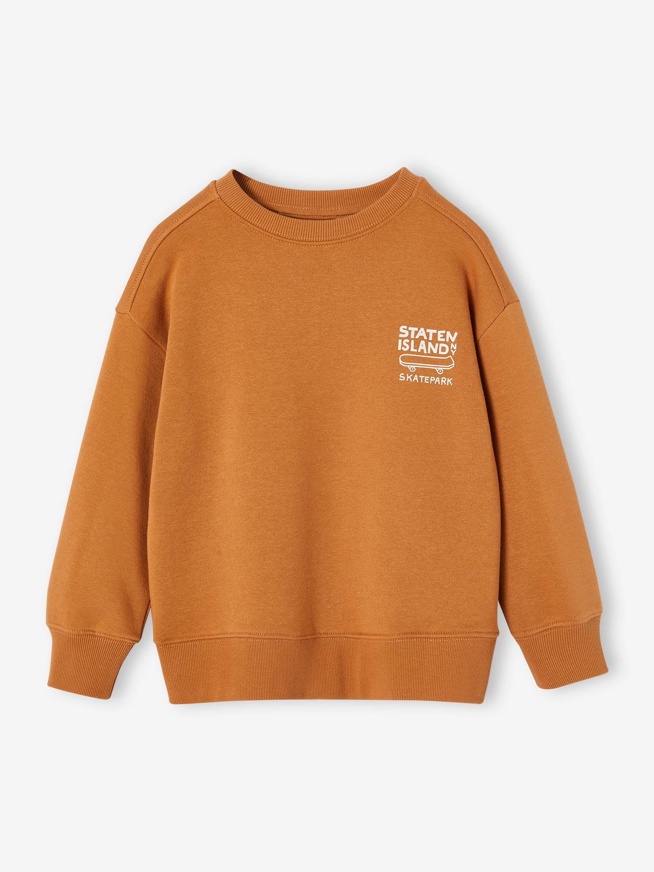 Sweat couleur motif poitrine Basics garçon noix de pécan