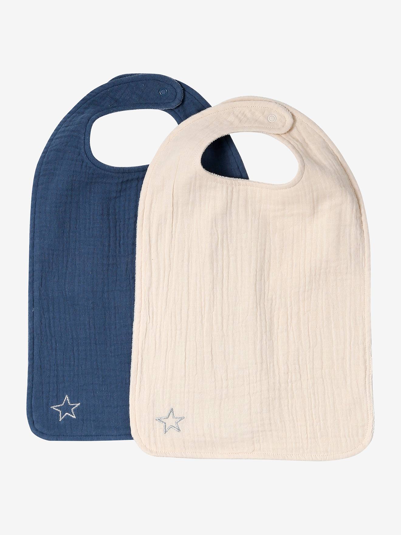 Lot de 2 bavoirs personnalisables en gaze de coton lot bleu