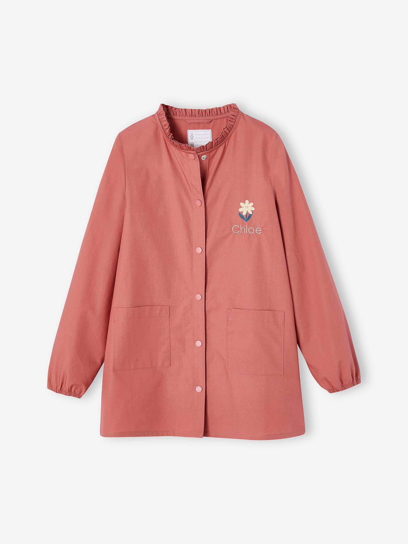 Vertbaudet - Tablier d'écolière à fleur personnalisable fille tomette
