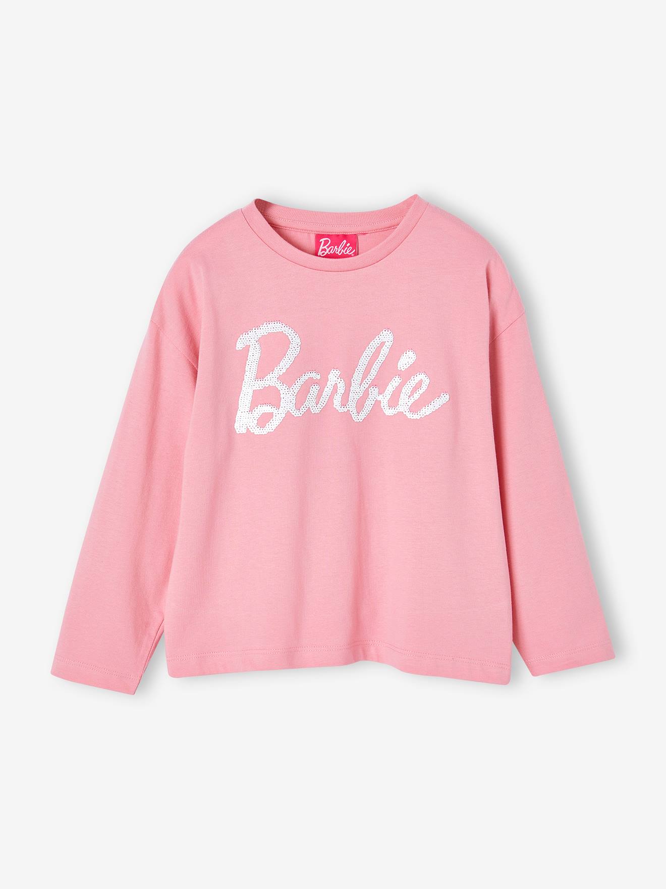 Tee-shirt Barbie motif en sequins réversibles fille rose bonbon