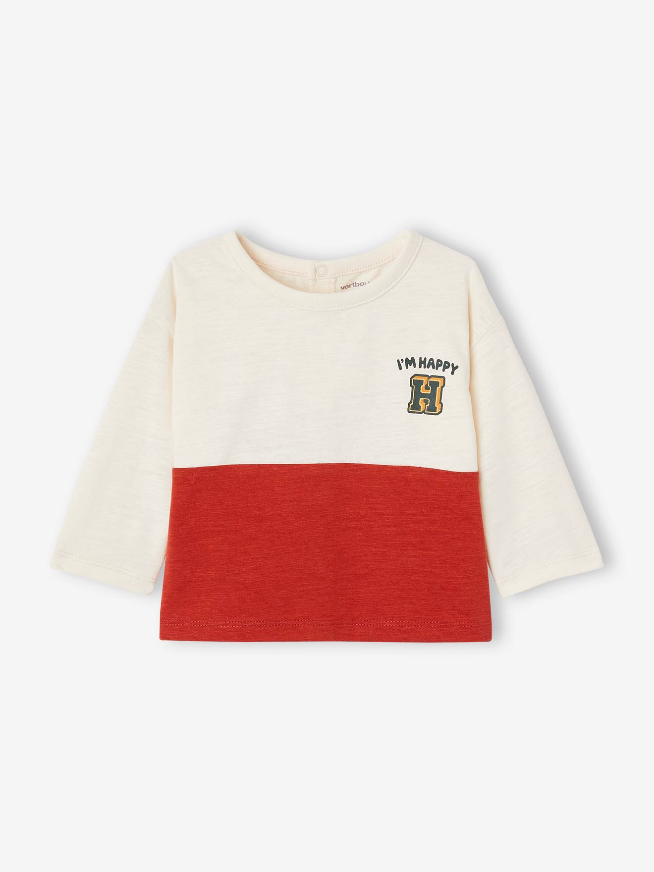 T-shirt colorblock bébé garçon en coton bio rouge