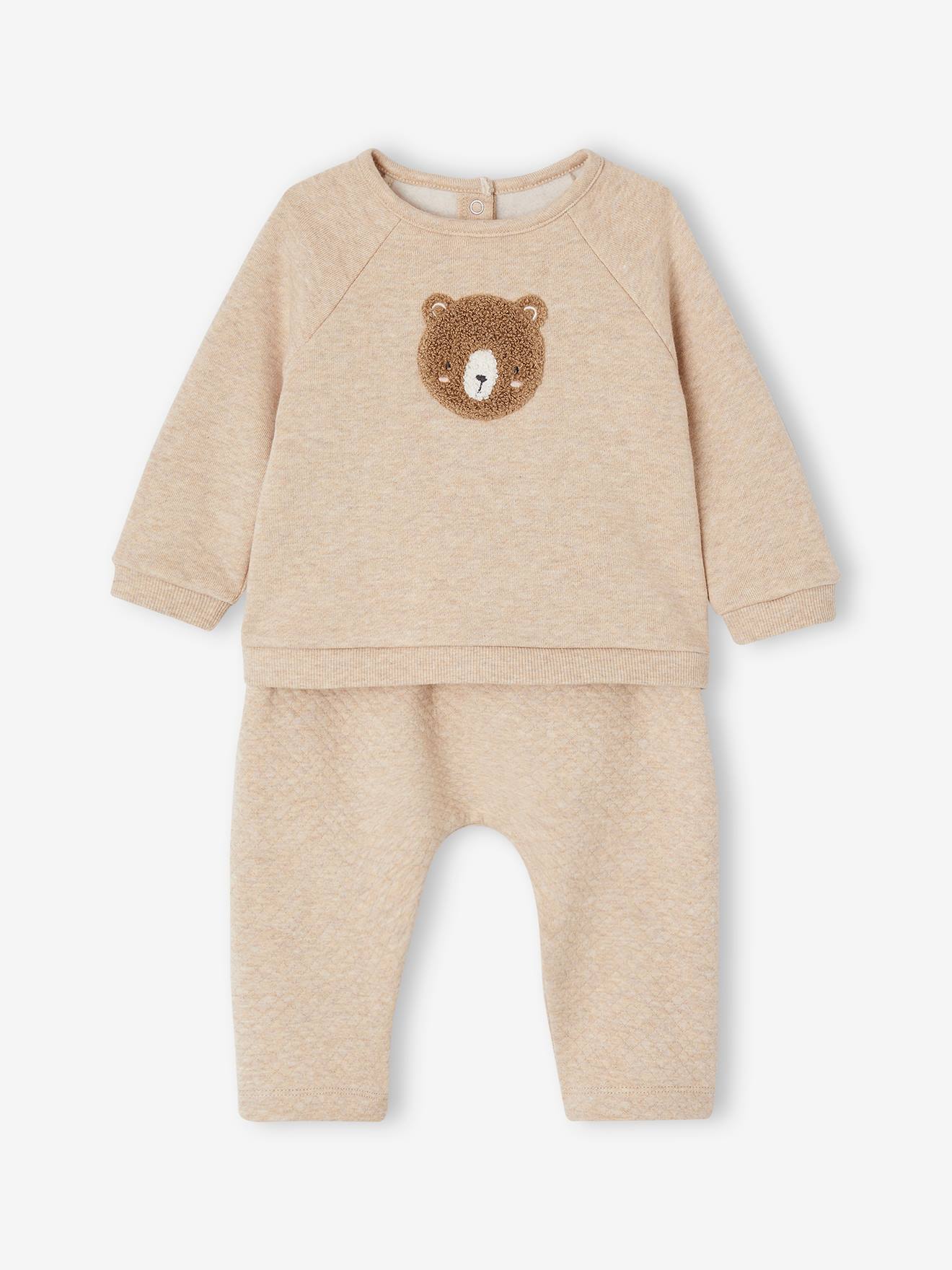Ensemble bébé sweat et pantalon beige chiné