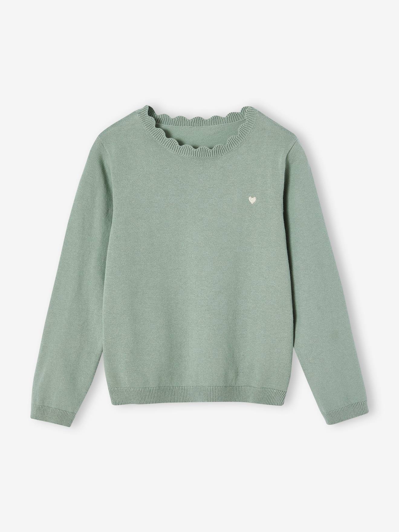 Pull fille personnalisable vert de gris 14 €