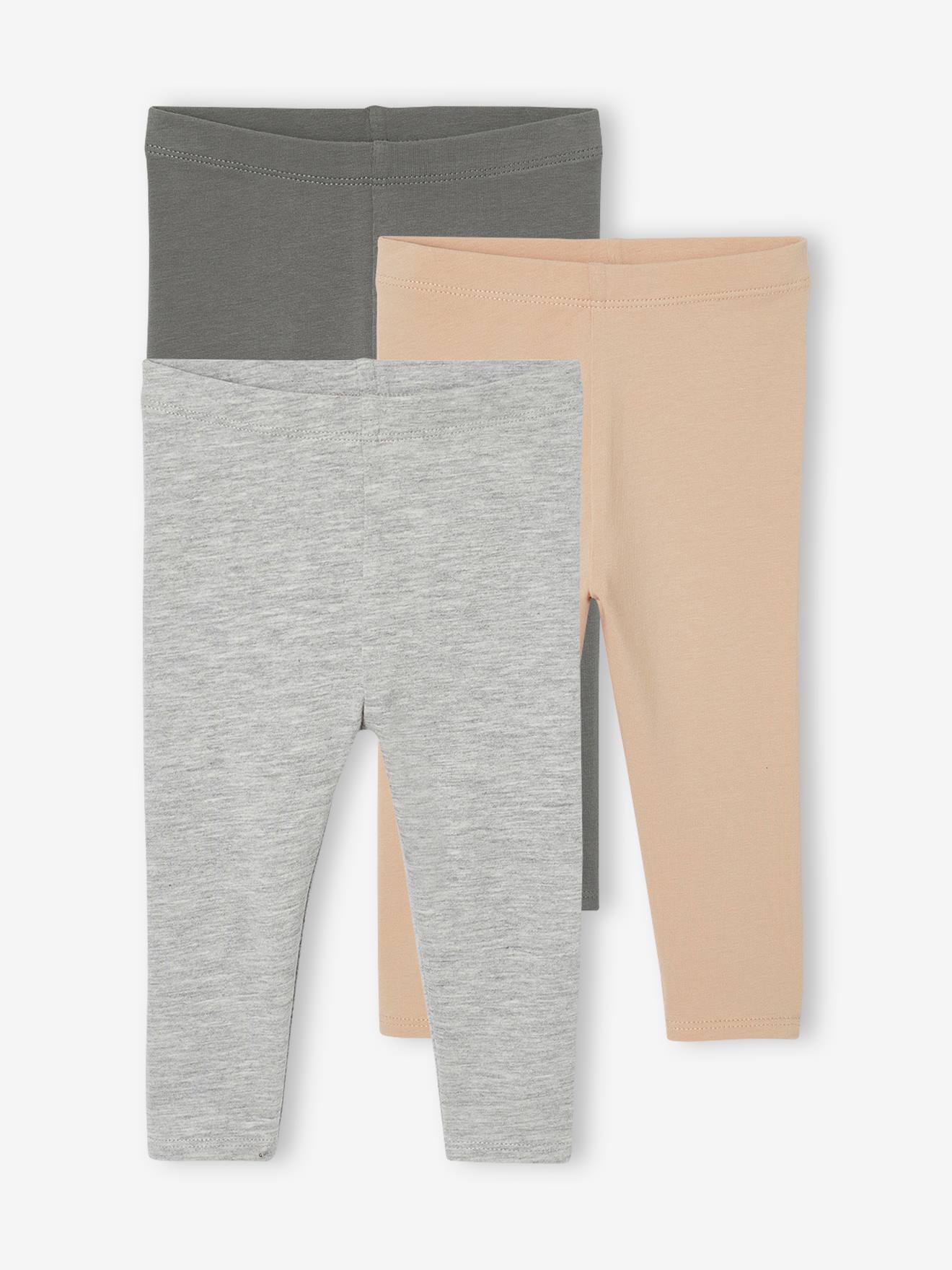 Vertbaudet - Lot 3 leggings unis bébé gris chiné