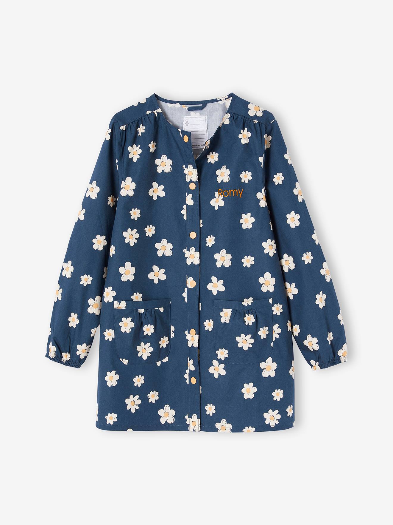 Tablier marguerites personnalisable fille marine