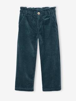 Pantalon fille large velours côtelé style paperbag   - vertbaudet enfant
