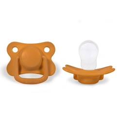 Puériculture-Sucettes anatomiques en silicone 6 mois et + - Filibabba - Lot de 2 - Rose - Jaune