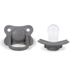 Puériculture-Filibabba - Lot de 2 sucettes anatomique en silicone 6 mois et + - Gris