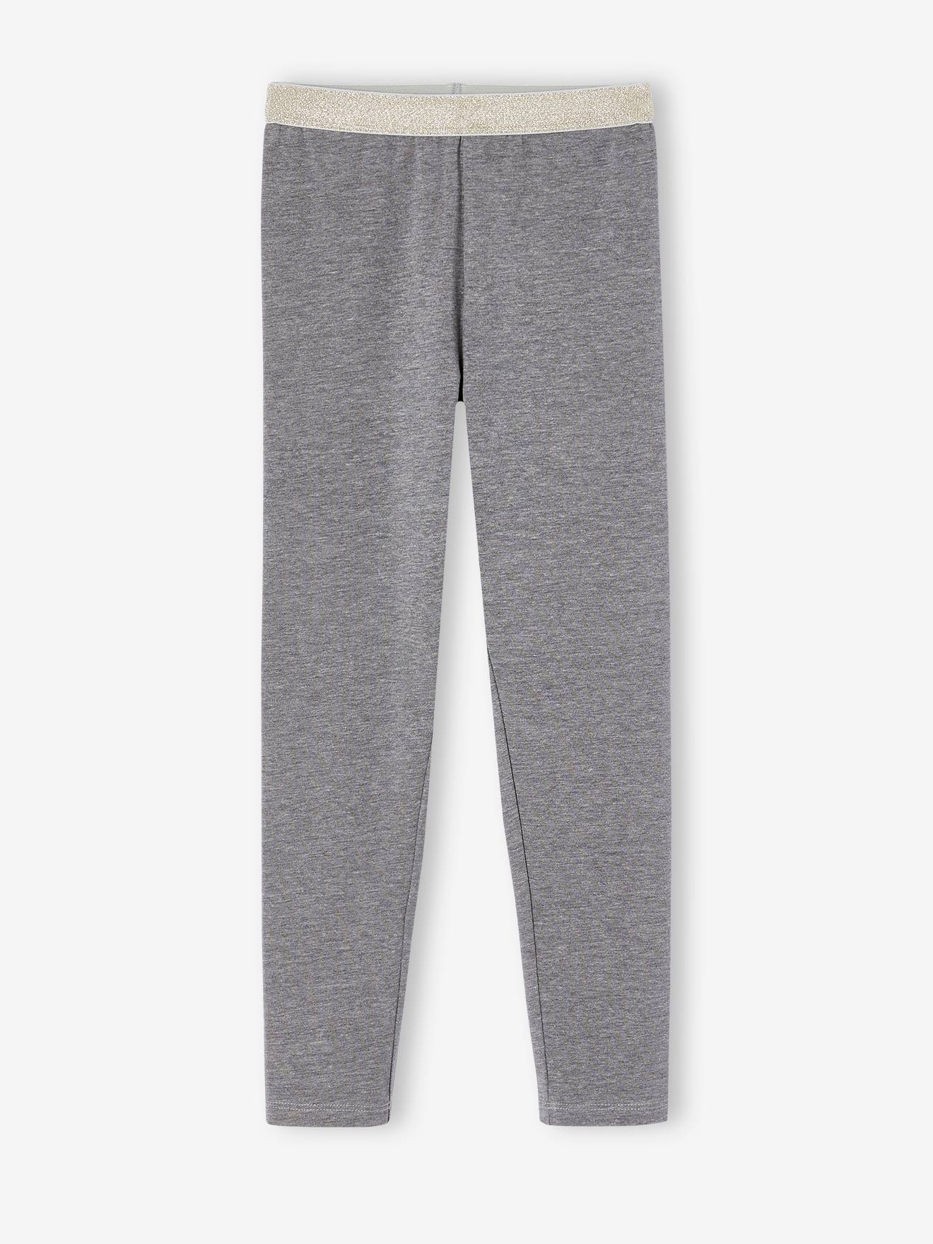 Legging Basics fille ceinture irisée gris chiné