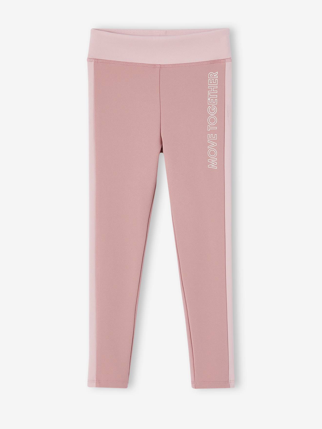 Vertbaudet - Legging de sport fille bandes côtes rose poudré