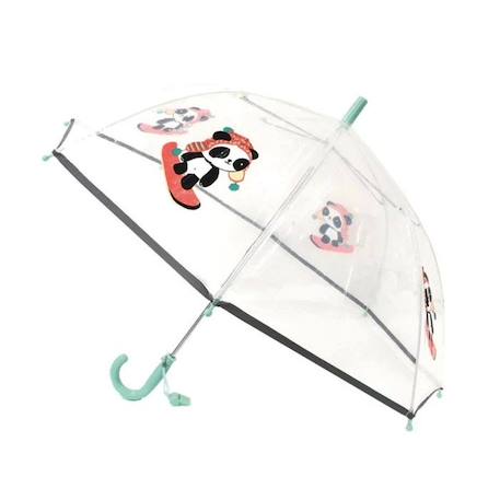 Fille-Parapluie enfant transparent Panda - SMATI - Cloche - Résistant au vent - Bande réfléchissante