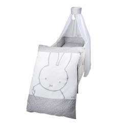 -ROBA Parure de Lit Bébé "miffy®" 4 pcs : Housse de couette + Taie d'oreiller + Ciel et Tour de lit