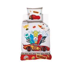 -Housse de couette - DISNEY - Cars - 140x200 cm - 100% Coton - Blanc et rouge