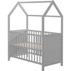 Chambre et rangement-ROBA Lit Bébé Cabane 60x120 cm - Convertible en Lit Cododo - Réglable en Hauteur - Bois Laqué Gris