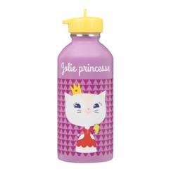 -Gourde enfant Acier inoxydable - Facile à nettoyer - Gourde réutilisable - Contenance 300ml - 17 cm x 6,5 cm - Rose - Chaton