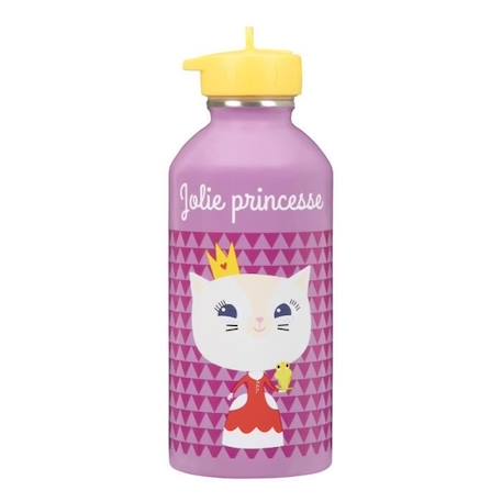 Fille-Gourde enfant Acier inoxydable - Facile à nettoyer - Gourde réutilisable - Contenance 300ml - 17 cm x 6,5 cm - Rose - Chaton