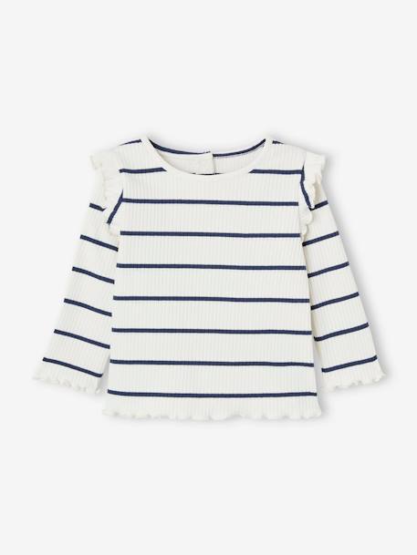 Bébé-T-shirt, sous-pull-T-shirt-T-shirt en côtes manches volantées bébé fille