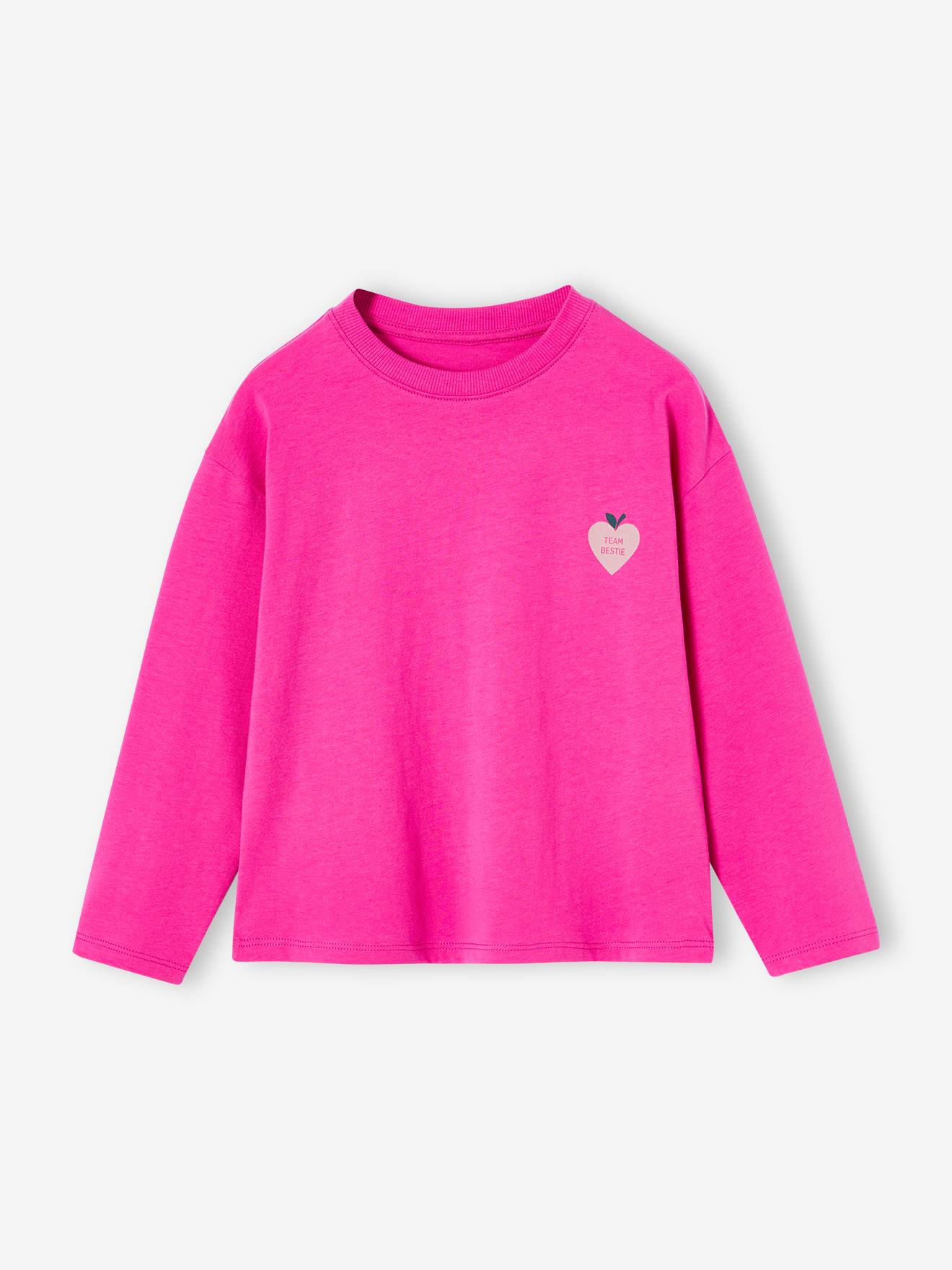 T-shirt motif poitrine fille fuchsia