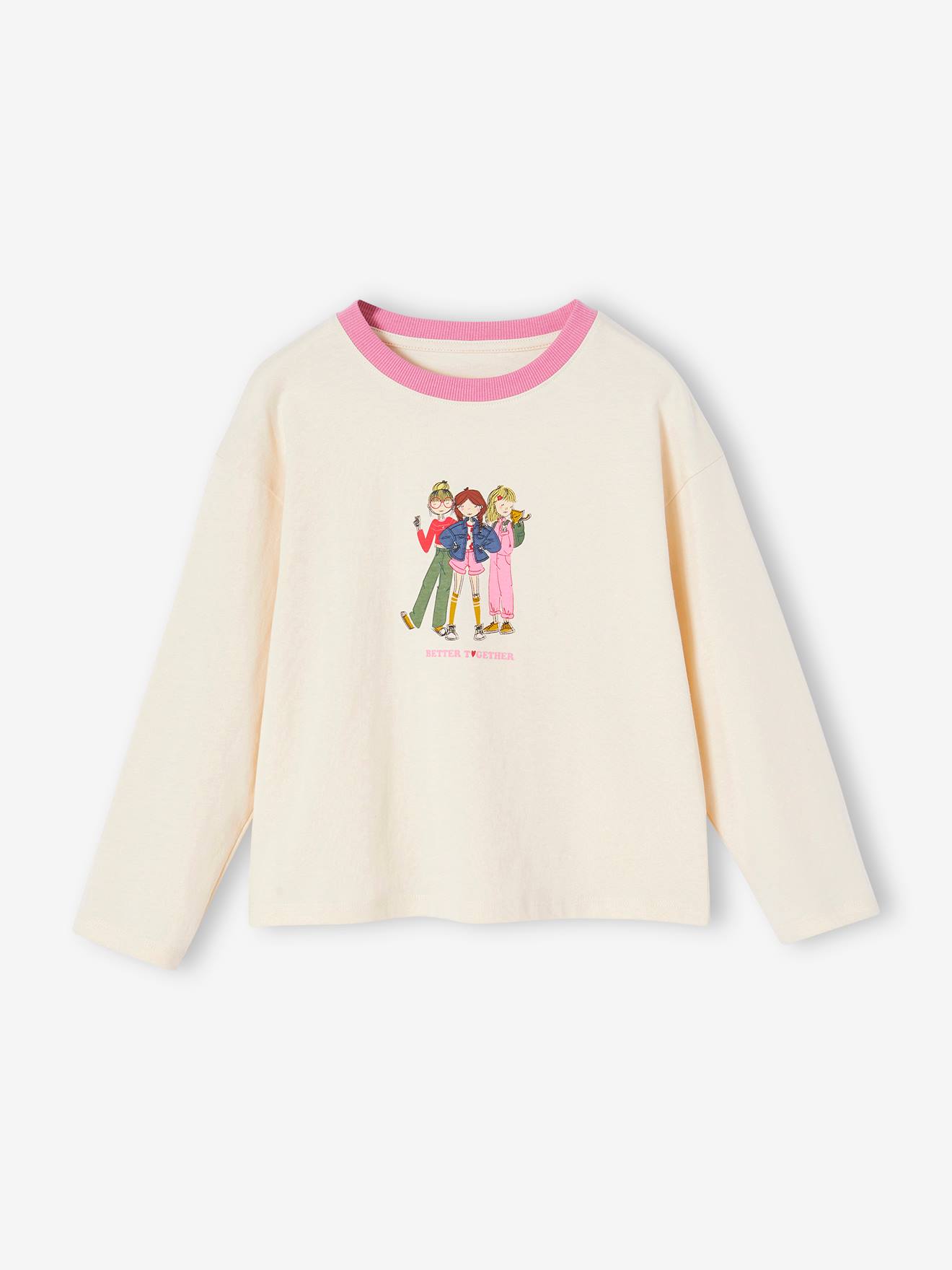 T-shirt égérie manches longues fille vanille