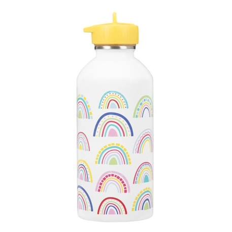 Fille-Gourde enfant Acier inoxydable - Facile à nettoyer - Gourde réutilisable - Contenance 300ml - 17 cm x 6,5 cm - Arc-en-ciel