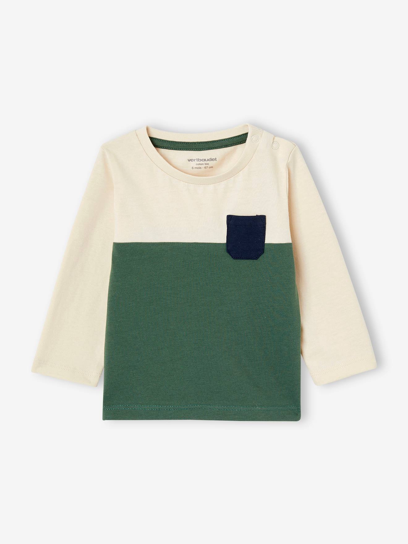 T-shirt colorblock bébé bio personnalisable vert sapin