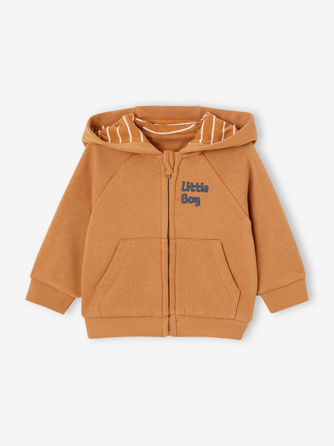 Sweat  zippé à capuche bébé noix de pécan