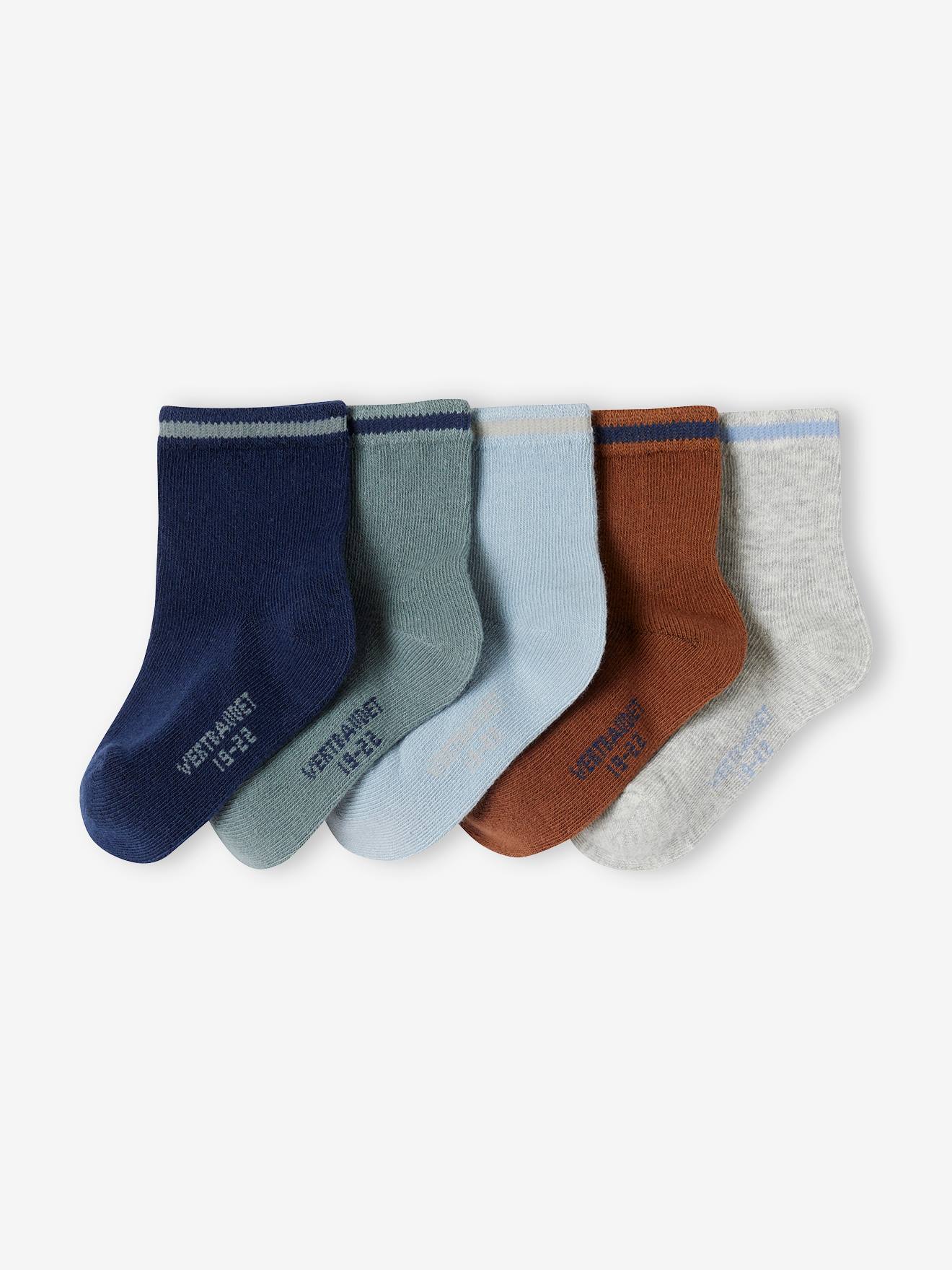 Lot de 5 paires de chaussettes colorées bébé garçon encre
