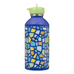 -Gourde enfant Acier inoxydable - Facile à nettoyer - Gourde réutilisable - Contenance 300ml - 17 cm x 6,5 cm - Bleu - Mosaïque