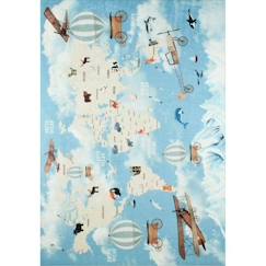 -Tapis Enfant Carte Du Monde Happy Bleu par Nazar Rugs Bleu 80 x 150 cm