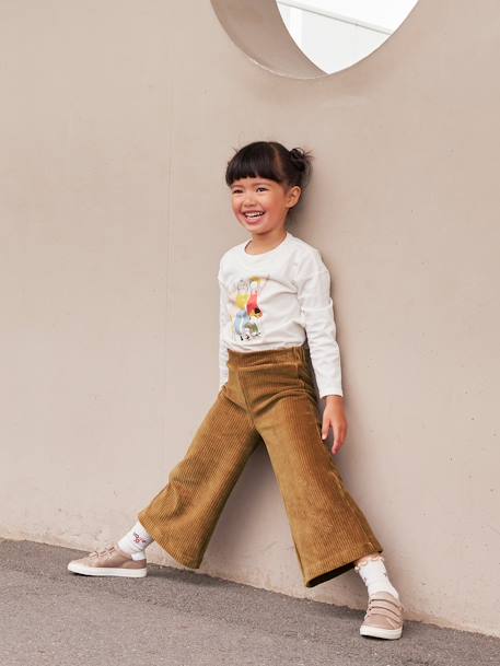Pantalon fille large en velours anthracite+bleu grisé+blush+écru+kaki+marron+prune+rose 23 - vertbaudet enfant 