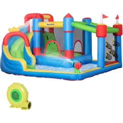 Jouet-Château gonflable - OUTSUNNY - 3-8 ans - toboggan trampoline mur d'escalade piscine - Multicolore