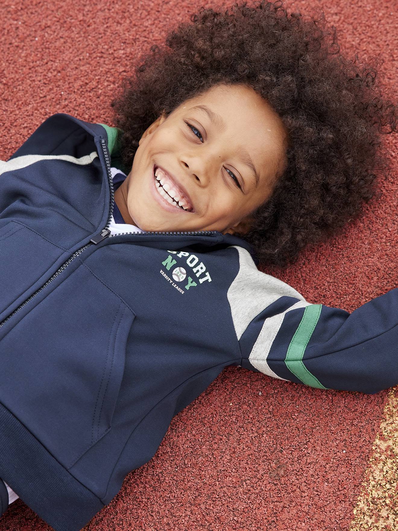 Sweat zippé à capuche sport garçon bleu foncé