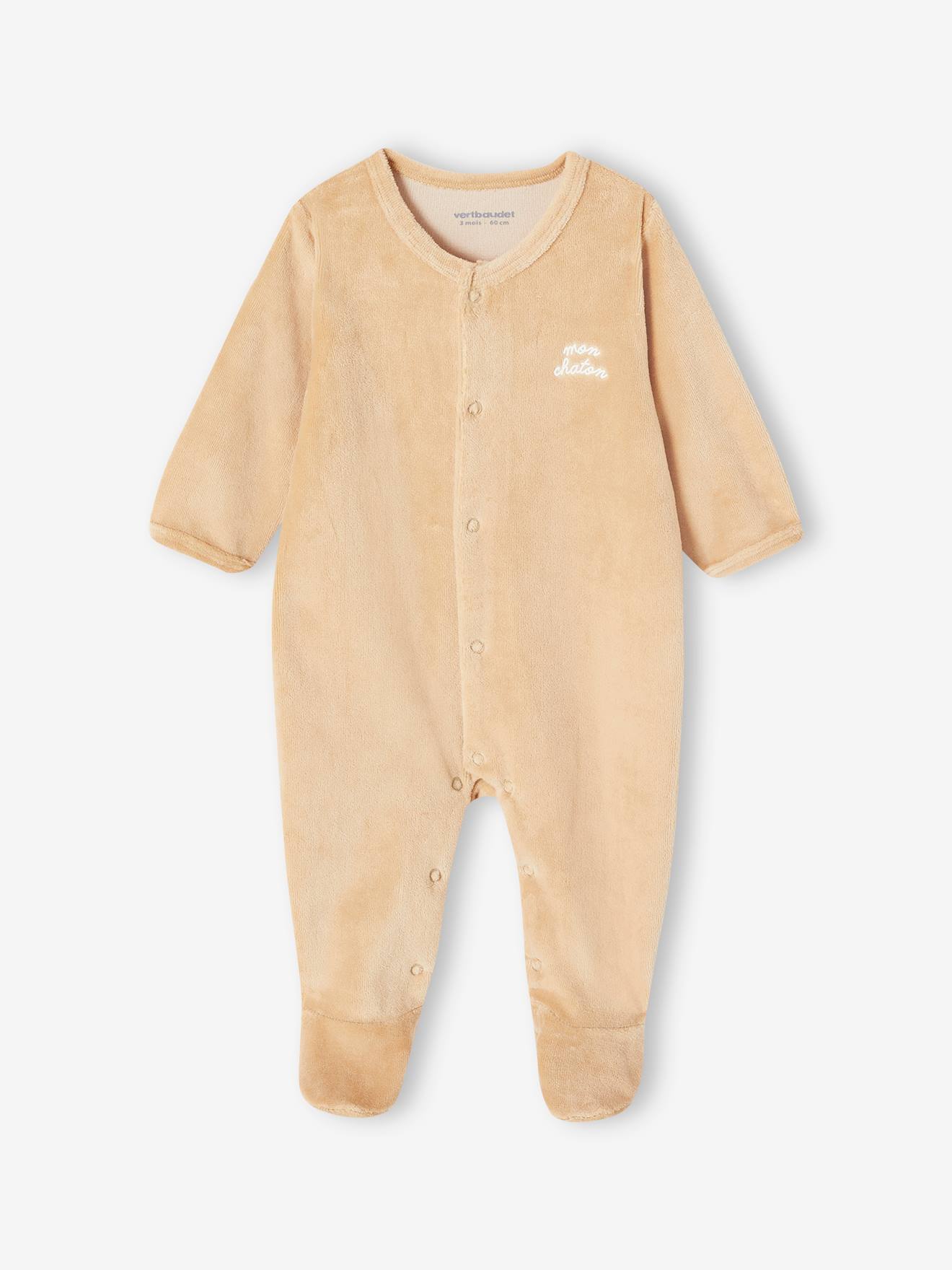 Lot de 3 pyjamas bébé mixte en velours ouverture naissance lot jaune d'or (Vertbaudet) - Image 1
